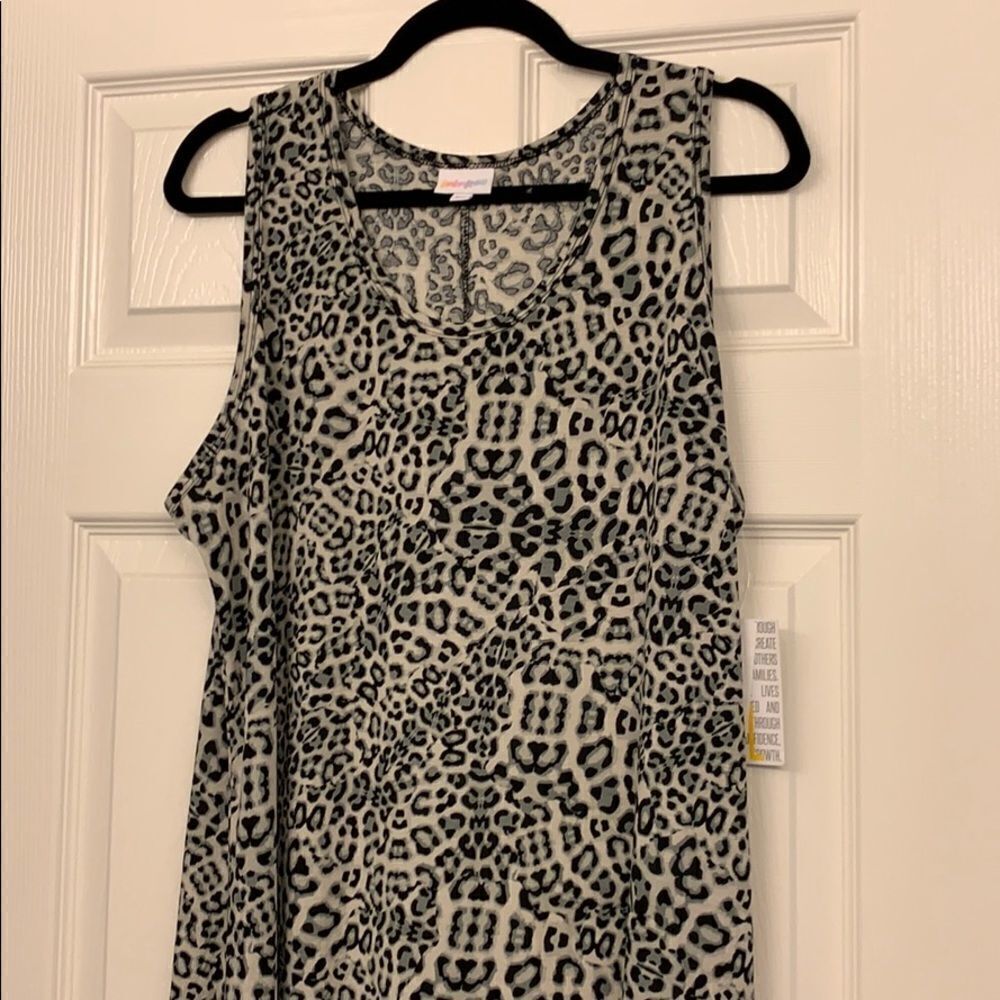 LuLaRoe Dani Rare Snow Leopard Black and White Maxi Tank Dress - Picture 2 of 2